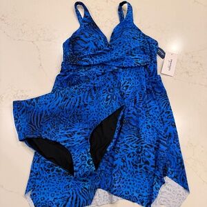 NWT Blue Animal Print Tankini Swim Top 🌊 Size 18 | Swimsuits For All